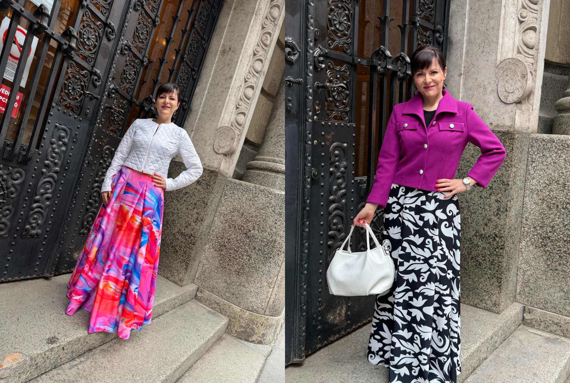 Elegáns női outfit maxi szoknyával